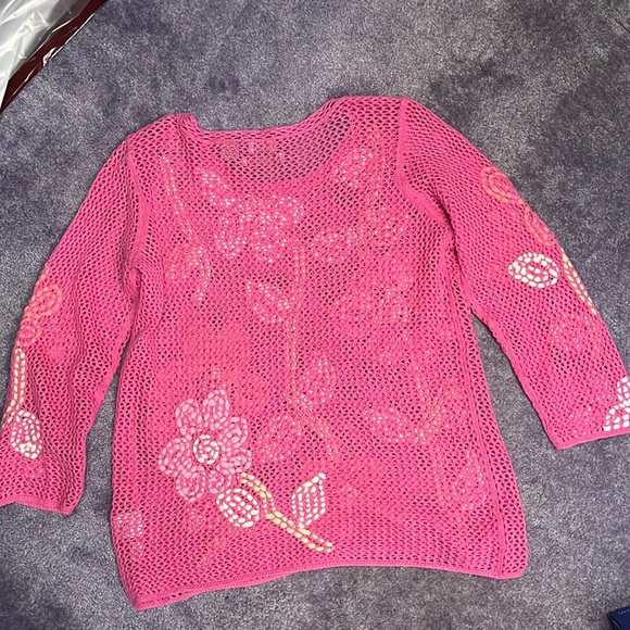 Sigrid Olsen Sport pink knit sweater size Med - Picture 2 of 3